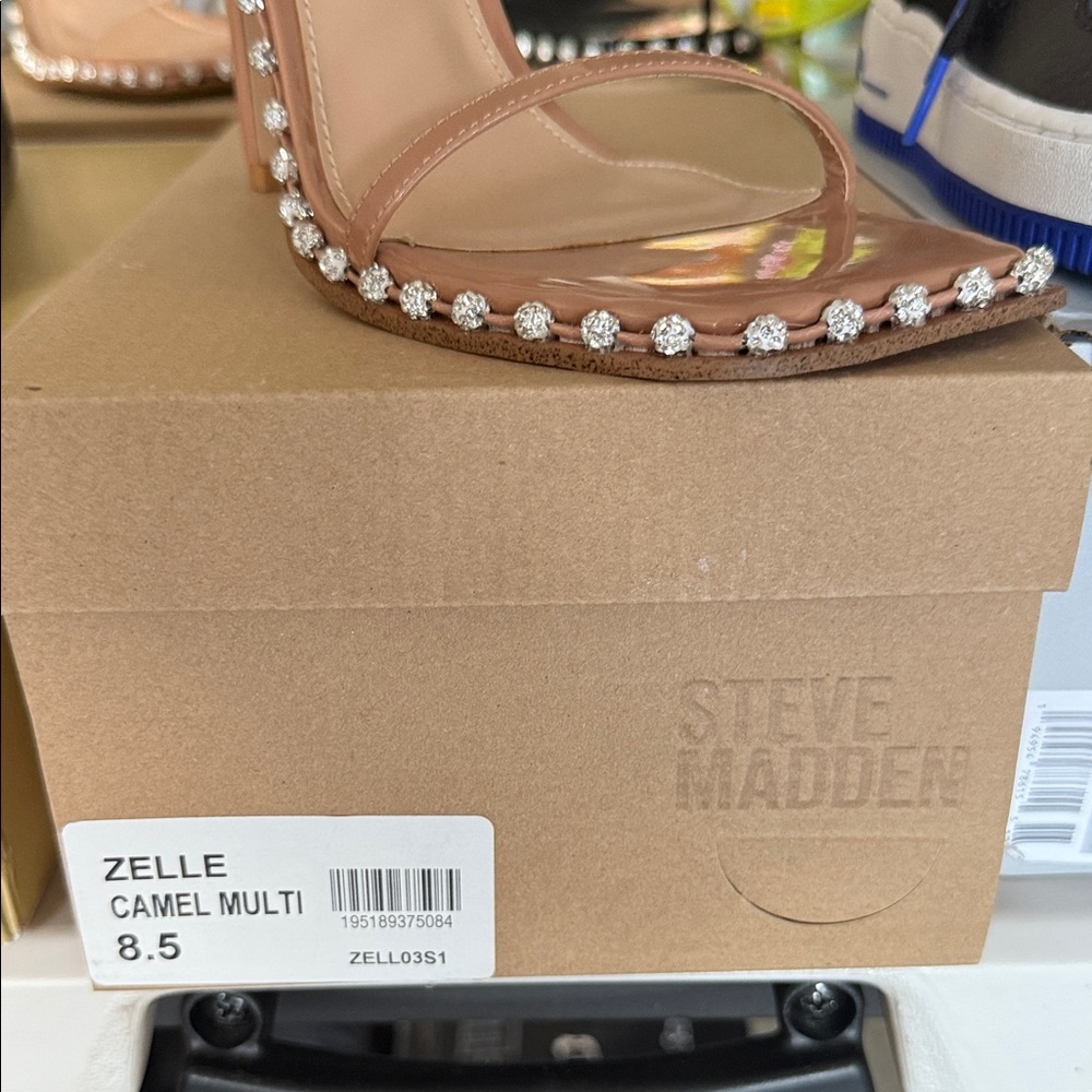 Steve Madden Camel Multi Heels with Rhinestone Accents